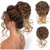 XFSRG Chignon Finto per Capelli per Donne Ragazze con Elastico Posticcio Voluminoso 10 Pollici per Donne e Ragazze Facile da Indossare Look Naturale 40g Extension Capelli（Oro#1）