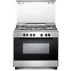 Delonghi De' Longhi FMX96SG Cucina a Gas Libera installazione 90cm 5 fuochi con forno elettronico ventilato con 83l Inox/Nero"
