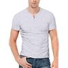 KUYIGO T Shirt Manica Corta Uomo Henley Casual Running Gym Workout di Base M Grigio