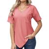 outfit spring Felpa Donna con Cappuccio Maglie Donna Estive Maglia Donna Manica Corta Scollo a V Camicia Elegante Casual S-XXL Rosa XXL