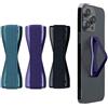 kwmobile Supporto Dita Cellulare - Set 3x Fasce Elastiche Sostegno Antiscivolo Antiurto Telefonino Supporto Universale - Finger Holder Phone blu metallico glitter/lilla/blu caraibi