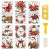WANDIC 6 Fogli di Adesivi a Tema Natalizio con Fiori, per casa, Feste, Fai da Te, Scrapbooking, Foto, mobili, 15 x 30 cm