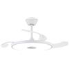 Ventilatore da soffitto NARVI Bianco, CON BLUETOOTH, 3 pale retrattili, motore DC 30W, luce 45W x 2 LED, con intensità e colore regolabili. Ha memoria e telecomando. RIF BARI 1719 WH -