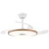 Ventilatore da soffitto NARVI in legno di faggio+colore bianco, CON BLUETOOTH, 3 pale retrattili, motore CC da 30 W, 45 W x 2. Luce LED, con intensità e colore regolabili. Ha memoria e telecomando. -