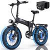 Ridstar H20 Pro bicicletta elettrica pieghevole doppio motore 48V 23AH batteria 20 pollici grasso pneumatico bici elettrica Mountain Snow E-Bike - BLACK