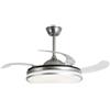 NARVI Ventilatore da soffitto in METAL color satinato, 3 pale retrattili, motore DC 30W, luce LED 45W x2 Dimmerabile in intensità e colore. Con memoria e telecomando. RIF. MORAIRA 7285 SN -