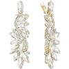 Clearine Orecchini Donna Moda Matrimonio da sposa Cristallo Fiore Romantic Ciondolare Clip-On