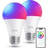BrizLabs Lampadine WiFi E27 Alexa Intelligente, LED Lampadina Smart 9W Dimmerabile RGB & 2700K-6500K Bianco Freddo Caldo Luci LED Lampade, Controllo App, Compatibile con Alexa e Google Home, 2 Pezzi