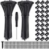 Annickee Fascette Plastica, Riutilizzabili, Set di 130 Pezzi Base di Fissaggio per Fascette Fermacavi con Foro per Vite, 100mm Fascette Elettricista Nere, Fascette Cavi per Cable Management Ideale