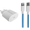 Caricatore rapido (20W) & cavo Intrecciato (Lightning) | bianco/blu