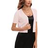 Yukiuiny Cardigan Corto Elegante Chiusura a Bottoni Donna Cappoto Primavera Estate Coprispalle Bolero per Sposa-Maniche Corte-Rosa Leggera/L