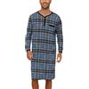 Yukiuiny Maglie Pigiama Uomo Abbigliamento da Notte Camicie Lunghe per Dormire,Maniche Lunghe-A-Blu Nero a Quadri(94% Poliestere, 6% Spandex)/L