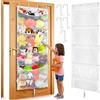Woodoulogy Contenitore per animali di peluche da appendere, grande organizer per giocattoli di peluche con gancio in metallo, idea per asilo nido, borsa a rete per bambole e orsi, per camera dei