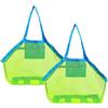 LucyStudio Portatili Grande Borsa da Spiaggia 2 Pezzi Rete Verde Borsa per Giocattoli da Spiaggia Pieghevole Borsa Spiaggia da Rete Anti-Sabbia in Tessuto per riporvi Giocattoli da Bambino Wet asciugamani