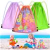 YEAMLTE Borsa Giochi Spiaggia, 3 PCS Borsa da Spiaggia in Rete con Coulisse, Sacca Porta Giochi Spiaggia, Pieghevole Zaini con Coulisse, per Vacanze al Mare, Viaggi in Famiglia, Nuoto