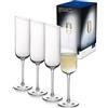 Villeroy & Boch Newmoon Bicchieri da Champagne Contemporanee e Eleganti, Cristallo, Lavabili In Lavastoviglie, Trasparente, 4 Pezzi