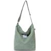 Jiliyote Cord, borsa a tracolla da donna con cerniera, grande borsa a tracolla in corda, per ragazze, scuola, università, shopping ufficio, verde chiaro, Coreano