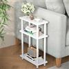 APICIZON Tavolino Laterale Stretto, Tavolino da Divano Laterale a 3 strati, 40x18x61.5CM, Tavolino da Caffè Moderno Piccolo, Tavolino Piccolo Adatto per Soggiorno, Camera da Letto, Bianco