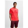 BOSS per uomo. 50538096 Maglietta con logo a coste rosse [3236709], Rosso, Casual, Cotone, Manica corta