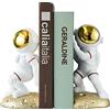 Banllis Fermalibri a tema spaziale per mensole, fermalibri con luna astronauta per camera dei bambini, fermalibri decorativi per contenere libri pesanti, ragazzi e ragazze (oro)