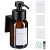 Relaxdays Dispenser di Sapone da Parete, 1 pz. Portasapone Ricaricabile da 250 ml, Acciaio Inox e Vetro, Marrone Nero