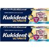 Kukident Ultimate Crema Adesiva per Dentiere Totali e Parziali Sapore Fresco, 2 x 57 g