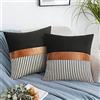 Merrycolor Set di 2 Nero Copricuscini Divano 45x45 cm, Patchwork Morbida Federe Cuscini Divano, Zip Nascosta Fodera per Cuscino Decorativo per Auto Giardino Campeggio Soggiorno Camera Letto