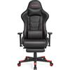 SONGMICS Sedia da Gaming, Sedia da Ufficio Ergonomica Girevole, con Schienale Alto e Inclinabile, Braccioli 3D, Poggiapiedi, Supporto Lombare, Poggiatesta, Portata 150 kg, Nero e Rosso RCG070B01