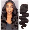 Huarisi 4x4 Lace Closure Body Wave Human Hair Free Part 16 Inch 12A Virgin Brazilian Wavy Hair Closure with Baby Hair Bleached Knots Transparent Lace Sew in Natural Hairline Density 150%