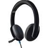Logitech H540 Cuffie Cablate per Computer, Cuffie Stereo con Microfono Cancellazione di ‎Rumore, USB, Controlli Integrati, Indicatore Luminoso per Audio, PC/Mac/Laptop/Chromebook - Nero