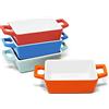 Joeji's Kitchen Cocotte Monoporzione da Forno - 4pcs pirofila da forno in ceramica - Stampi in per Cottura Smaltata Mini per Torte, Lasagne
