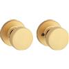 Kwikset Pismo - Pomello per porta di passaggio interno, maniglia per porte di armadi e corridoi, maniglia non bloccabile, in ottone satinato