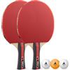 JOOLA Set de Ping Pong Rosskopf, 2 Racchetta + 3 Pale da tennis da tavolo, rosso/nero, 5pz