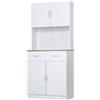 Easycomfort Credenza Cucina con Armadietti a 2 Ante e Cassetto in Legno, 80x40x180cm, Bianco