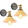 iDEGU 2 Pezzi Lampade da Parete Vintage, 22cm Applique da Parete Retrò Lampadario Plafoniera E27 Illuminazione da Parete Moderna per Camera da Letto, Soggiorno, Camera per Bambini (Giallo Chiaro)