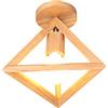 iDEGU Lampada da Soffitto Moderna a Forma di Gabbia Triangolo Geometrico Plafoniera Vintage in Legno E27 illuminazione per Camera da Letto, Soggiorno, Ristorante, 16 cm