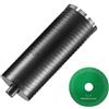 VEVOR Punta per carotaggio, Punta per carotaggio a umido/secco da 101,6 mm per mattoni e blocchi, Punta calcestruzzo con adattatore, Profondità di foratura 241,3 mm, Filettatura interna 5/8"-11