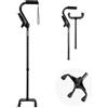 VEVOR Bastone da Passeggio Quad, Carico 113 kg Bastone da Passeggio Altezza Regolabile a 10 Livelli con Base Stabile a 4 Punte, Ausilio per Mobilità in Alluminio Leggero Portatile per Anziani Adulti