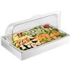 VEVOR Contenitore Espositivo per Servire Cibo da Banco, Vassoio per Servire Cibo in Acciaio Inox 1 x 1 Teglia, Espositore per Dispensatori di Condimenti a Buffet con Coperchio Trasparente per Cucine