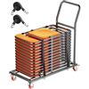 VEVOR Porta Sedie Pieghevole, Capacità 136 kg Carrello Porta Sedie a L per Posizionamento Orizzontale per 25 Sedie, Carrello Porta Sedie in Metallo Resistente con Ruote in Gomma e Supporti, Nero Opaco