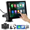 VEVOR Autoradio Portatile per Auto Senza Fili, Radio Portatile HD da 228,6 mm con Schermo Tattile per Apple CarPlay e Android Auto, con Telecamere Anteriori e Posteriori, Bluetooth, Navigazione GPS