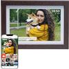 Denver Cornice Digitale 10 Pollici WiFi - Schermo IPS HD 1280x800 - Portafoto Digitale Frameo Denver per Foto e Video - Cornice Elettronica Touchscreen Smart - 16GB Memoria - Slot microSD - Legno Scuro