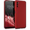 kwmobile Custodia Compatibile con Samsung Galaxy A03s Cover - Back Case Morbida - Protezione in Silicone TPU Effetto Metallizzato rosso scuro metallizzato