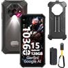 Ulefone Armor X16 Rugged Smartphone Android 15, 12GB+128GB/SD-2TB, 48MP+16MP+20MP Visione Notturna con 133LUM Torcia Abbagliante 6.56 10360mAh Helio G91, 3-Slots/Face ID/Fingerprint/GPS/OTG/NFC Nero