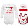 Corredino Neonato Regalo per Neonati Set 100% Amore di papà con Body in Caldo Cotone, Cappello e Bavetta