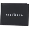John Richmond Portafoglio Nero con Scritta Logo Bianca da Uomo - Taglia Unica