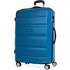 ITACA - Valigia 23Kg da stiva capiente Valigia rigida XL con ruote silenziose Trolley Grande Rigido leggero ideale per viaggi lunghi con Lucchetto a combinazione, Blu