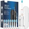 Coulax Pro Spazzolino Elettrico Spazzolini Elettrici - Coulax Sonico Spazzolino da Denti Elettrico Spazzolino da Viaggio Ricaricabile Denti Ricaricabile con 8 Testine, Custodia, 5 Modalità Bianco Brillante