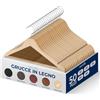 SereneLife Grucce Appendiabiti in Legno Massiccio, Stampelle Armadio Resistenti, Set da 50 Appendiabiti con Gancio Girevole a 360°, Design con Incavi, Colore Naturale