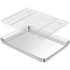 Cozary Teglie da Forno con Griglia di Raffreddamento in Acciaio Inox,40x30x2.5cm, 304 Acciaio Inox,Lucida e Antiruggine, Atossica e Sana, Lavabile in Lavastoviglie